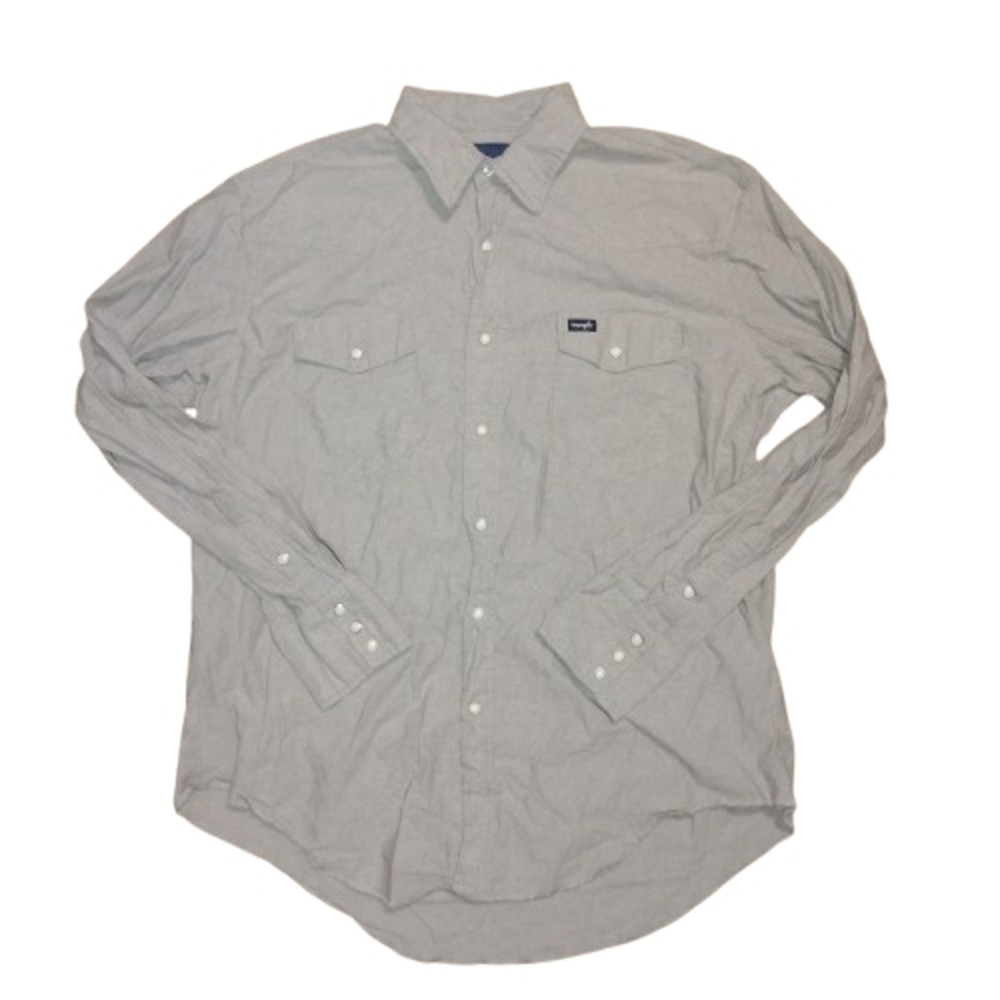 Wrangler Shirt Mens XL Western Gray Pearl Snap Pocket MS727GY Casual Rodeo